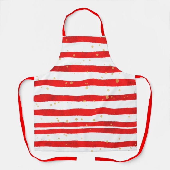 Weihnachtsrot und weiß gestreift schürze (Vorderseite)