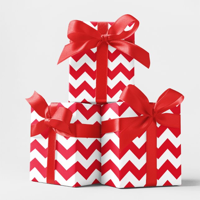 Weihnachtsrot und Weiß Zickzack Geschenkpapier (Christmas Red and White Chevron Wrapping Paper)