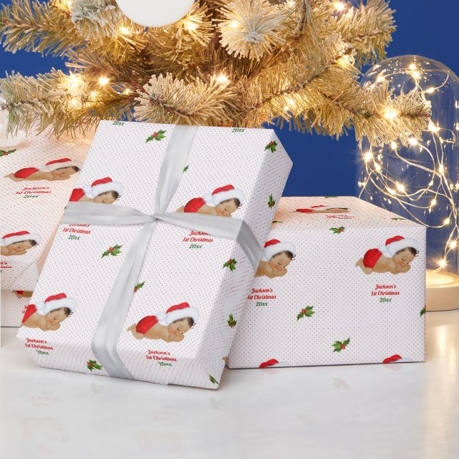 Weihnachtsrot-Weihnachtsmannmütze Dot Wrapping Pap Geschenkpapier (Feiertage)