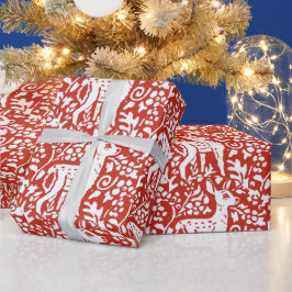 Weihnachtsrot Weißer Rentier Fawn Woodland Winter Geschenkpapier
