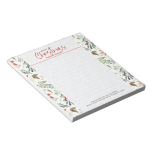 Weihnachtsrote Beeren und grünes Wintergrün Notizblock