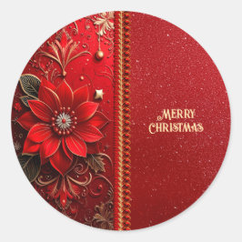 Weihnachtsrote Blumen-Feiertags-Aufkleber Runder Aufkleber