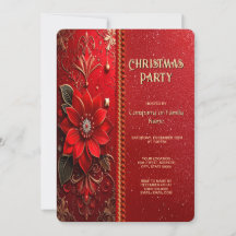 Weihnachtsrote Blumen-Feiertags-Party-Einladung