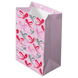 Weihnachtsrote Bögen Grün Rosa Handgezeichnet Mittlere Geschenktüte