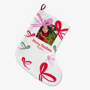 Weihnachtsrote Bögen Mehrfarbig Gekritzelt Foto Großer Weihnachtsstrumpf