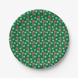 Weihnachtsrote grüne Candy Canes Pappteller