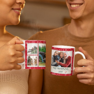 Weihnachtsrote Kritzeleien Mehrfach-Foto-Familien- Kaffeetasse