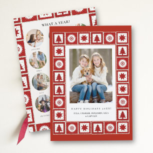Weihnachtsrote Patchworkdecke Jahresrückblick Fami Feiertagskarte