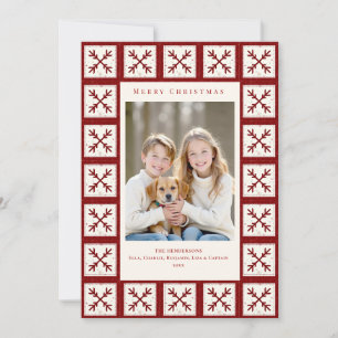 Weihnachtsrote Quilt-Familienfotos Jahresrückblick Feiertagskarte