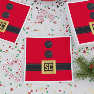 Weihnachtsrote Santa-Anzug-Monogramm-Feiertagsserv Serviette