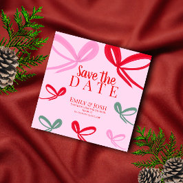 Weihnachtsrote Schleifen Mehrfarbig Save the Date