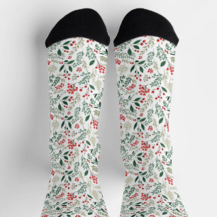 Weihnachtsrote Stechpalmenbeeren Socken