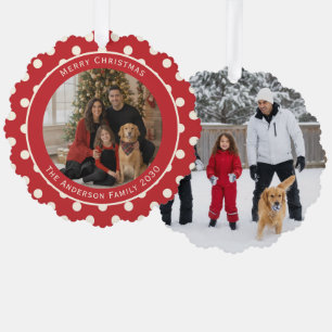 Weihnachtsrote Tupfenfotos Ornament Karte