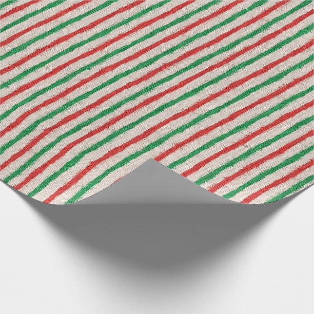 Weihnachtsrote und grüne Imitat-Leinwand-Streifen Geschenkpapier (Ecke)