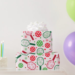 Weihnachtsrote und grüne Pickleball-Schläger  Geschenkpapier