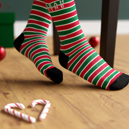Weihnachtsrote und grüne Streifen-Feiertags-Socken Socken