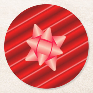 Weihnachtsrote Verpackung mit Bogen Runder Pappuntersetzer