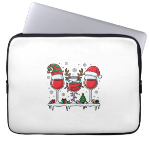 Weihnachtsrote Weingläser Feiertagsvektor Laptopschutzhülle