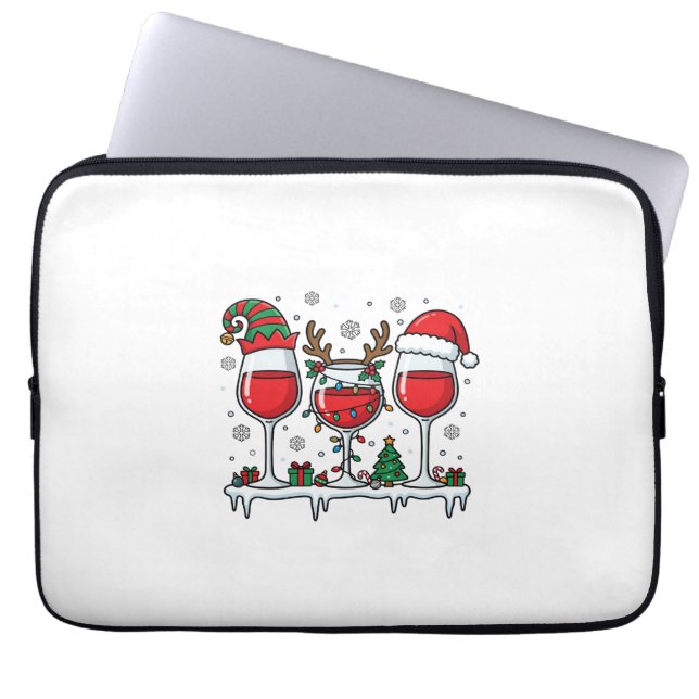 Weihnachtsrote Weingläser Feiertagsvektor Laptopschutzhülle (Vorderseite)