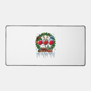 Weihnachtsrote Weingläser Stechpalmenkranz Schneem Schreibtischunterlage