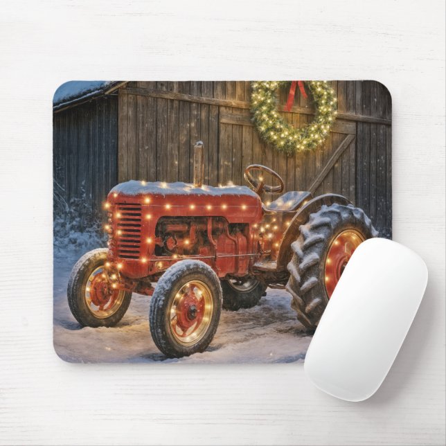 Weihnachtsroter Bauernhof-Traktor mit leuchtendem  Mousepad (Mit Mouse)