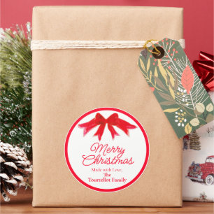 Weihnachtsroter bemalter Bogen selbstgemacht mit L Runder Aufkleber