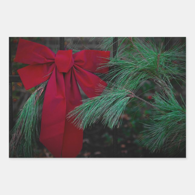 Weihnachtsroter Bogen Geschenkpapier Set (Vorderseite)