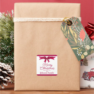 Weihnachtsroter Bogen selbstgemacht mit Liebe indi Quadratischer Aufkleber