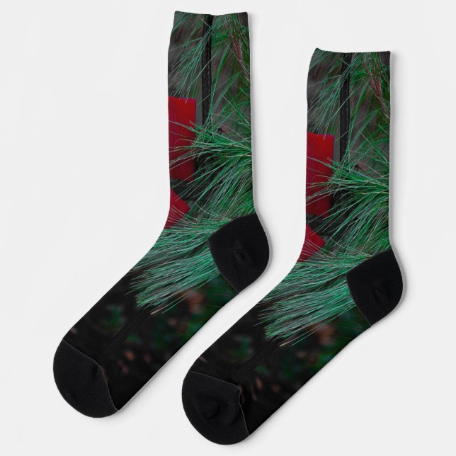 Weihnachtsroter Bogen Socken (Linkes Detail)
