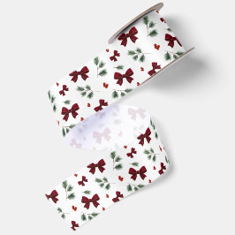 Weihnachtsroter Bogen Wintergrün Satinband