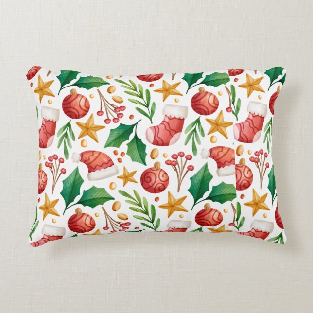 Weihnachtsroter Bulben, Poinsettia Teile und Nut Dekokissen (Vorderseite)
