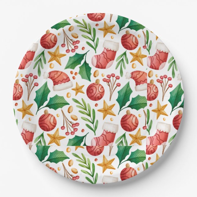 Weihnachtsroter Bulben, Poinsettia Teile und Nut Pappteller (Vorderseite)