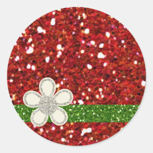 Weihnachtsroter Glitzer-Aufkleber Runder Aufkleber