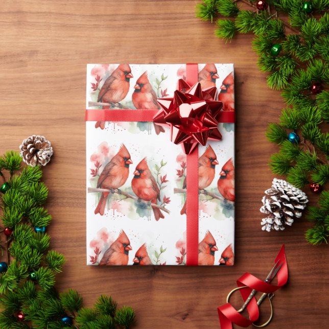 Weihnachtsroter Kardinalvögel Feiertagskunst Geschenkpapier (Feiertagsgeschenk)