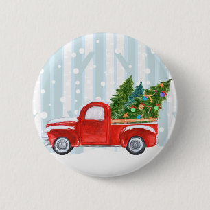 Weihnachtsroter Lieferwagen-LKW auf einer Button