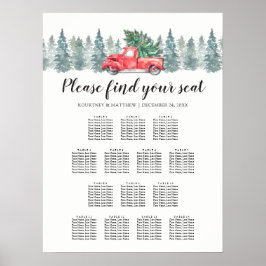 Weihnachtsroter LKW 14 Tischplattentabelle Poster