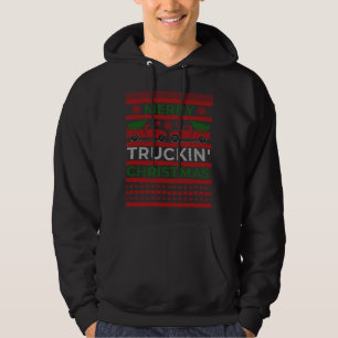 Weihnachtsroter LKW mit Weihnachtsbaum - Ugly Swea Hoodie