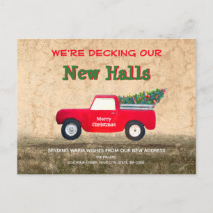 Weihnachtsroter LKW schmückt neue Hallen Land Postkarte