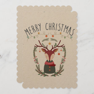 Weihnachtsroter Rentier Skandinavische Karte