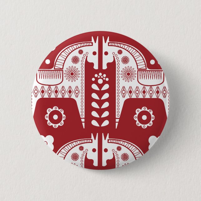 Weihnachtsroter Rentier Skandinavischer Nordischer Button (Vorderseite)