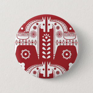 Weihnachtsroter Rentier Skandinavischer Nordischer Button