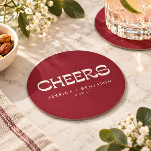 Weihnachtsroter Retro Cheers Hochzeits-Cocktail-St Runder Pappuntersetzer
