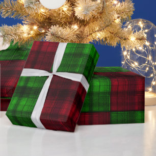 Weihnachtsroter und grüner Tartan. Geschenkpapier