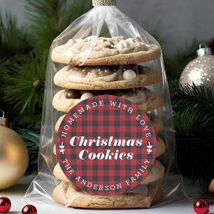 Weihnachtsrotes Büffel-Karo Geschenk für selbstgeb Runder Aufkleber