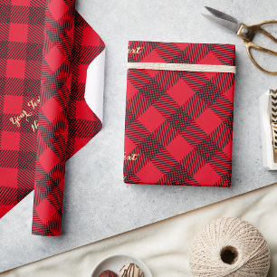Weihnachtsrotes Büffel-Karo Muster mit individuell Geschenkpapier