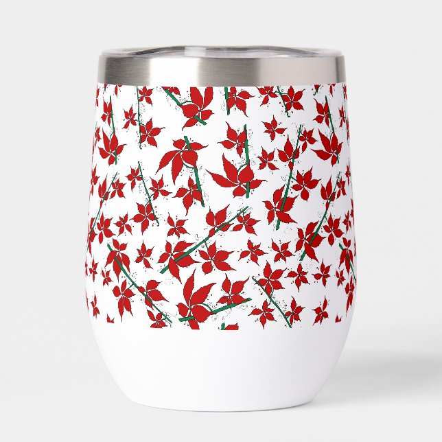 Weihnachtsrotes florales botanisches Muster (Rückseite)
