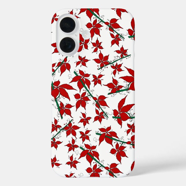Weihnachtsrotes florales botanisches Muster Case-Mate iPhone Hülle (Rückseite)