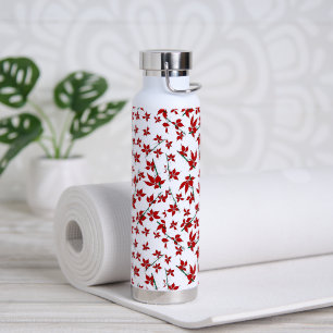 Weihnachtsrotes florales botanisches Muster Trinkflasche