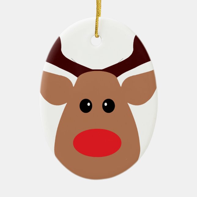 Weihnachtsrotes gerochenes Ren Keramik Ornament (Vorne)