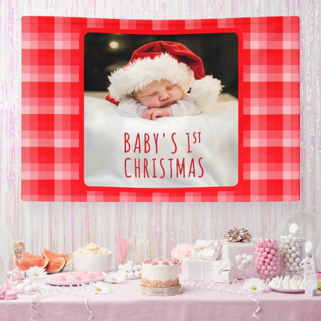 Weihnachtsrotes Karo mit diagonalen Streifen Banner (Party)